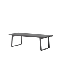 Table à manger extérieure avec cadre en aluminium et plateau en pierre frittée pour projet extensible sur mesure