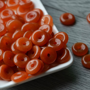 Natural <b>Red</b> Aventurine Carved Safety Buckle 15mm Button Pendant For Jewelry Making Round Stone <b>Beads</b> Handmade Accessories - Product Image 1