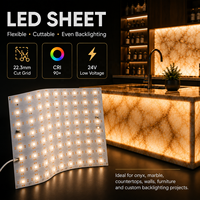 Panneau de rétroéclairage LED flexible pour marbre onyx, pierre translucide, 24V, découpable, CRI90+, pour comptoirs, murs, enseignes