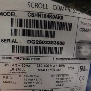 คอมเพรสเซอร์แบบสโครล แดนฟอสส์ รุ่น CSHN315K0AK9 สำหรับใช้งานในอุตสาหกรรม - Product Image 4