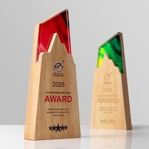 Trofeo <span class=keywords><strong>de</strong></span> <span class=keywords><strong>Madera</strong></span> Sólida con Cristal, Diseño Creativo, Logotipo Personalizado, Premios Empresariales, Reconocimiento a Personal Destacado, Conmemoración Escolar - Product Image 4