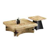 Table basse irrégulière en bois massif de luxe léger, ensemble de tables basses modernes et minimalistes de designer pour petit salon