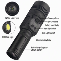 Lampe torche tactique LED rechargeable 1000LM en alliage d'aluminium, étanche IP65, laser blanc, portée 1000M, affichage numérique