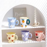Tasse à café en porcelaine jetable Jiale, style frais et créatif, design de dessin animé, pour le petit-déjeuner, passe au lave-vaisselle