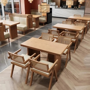 Set di Tavoli e Sedie Modulari OEM ODM in Legno per Ristoranti Commerciali, Caffetterie, Banchetti con Sedute Curve - Product Image 3