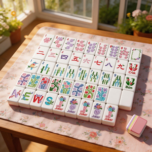 Set di Mahjong Americano OMM in Acrilico, Design Miss Darling Rosa Floreale, Ecologico, Portatile, Premium per Bambini, per Casa - Product Image 6