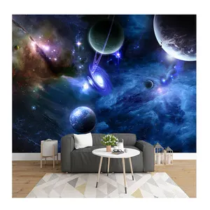 KOMNNI personalizado 3D Mural cielo estrellado universo espacio planeta papel tapiz para sala de estar dormitorio pared murales decoración del hogar