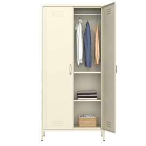 Armoire en acier colorée pour chambre à coucher Armoire de rangement en métal autoportante avec 2 portes pour placard ou salon pour enfants - Product Image 4