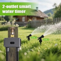 Controlador de Riego Inteligente WiFi Tuya de 2 Salidas, Temporizador de Riego Inteligente con Control por Aplicación y Voz, Temporizador de Riego Automático para Jardín
