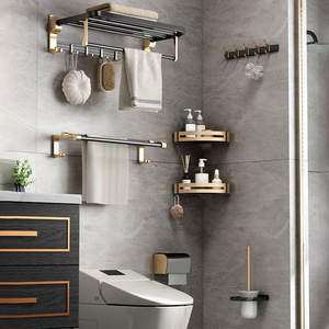 Moderno Estante de Almacenamiento de Aluminio <span class=keywords><strong>para</strong></span> <span class=keywords><strong>Baño</strong></span>, Montado en la Pared, con Barras Ajustables <span class=keywords><strong>para</strong></span> Toallas, Ecológico y Duradero, <span class=keywords><strong>para</strong></span> Apartamentos, Hoteles y Uso en Esquinas - Product Image 3