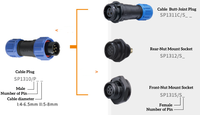 Connecteur circulaire étanche IP68 de remplacement WEIPU SP1311/S4, fiche femelle à 4 broches, type à souder, boîtier en nylon