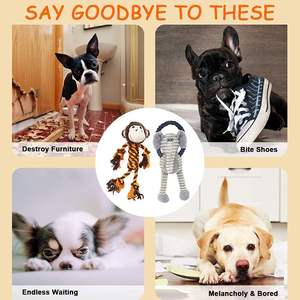 Mainan Anjing dari Tali - Menjaga Anjing Tetap Sibuk dengan Permainan Tarik-Tarik, Mainan Anjing Berbulu Interaktif dan Berbunyi untuk Anjing Kecil, Sedang & Besar - Product Image 5