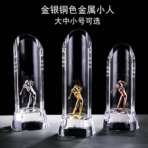 Figuras de Golf de cristal transparente, copa de trofeo de Golf, K9