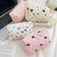 Trousse de Maquillage Matelassée en Polyester, Motif Anime Dessin Animé, Grande Capacité, Mignonne, pour Étudiants, avec Fermeture Éclair, pour Papeterie et Crayons