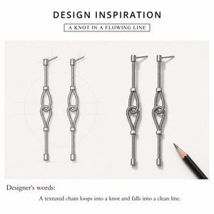 Boucles d'oreilles pendantes à nœuds en chaîne en acier inoxydable plaqué or 14 carats, longues et texturées, or et argent - Product Image 4