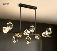 Lustre italien post-moderne, luxe minimaliste, long, pour restaurant, bar, salon, chambre à coucher, en cristal