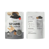 EVERFOOD Préparation instantanée prête à servir pour adultes, boisson en poudre multigrains au sésame noir, faible en gras, 15 sachets par paquet, poudre de céréales riches en fibres