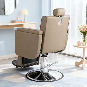 Sillón de Peluquería Reclinable de Cuero Sintético Resistente, Asiento Reclinable con Respaldo Eléctrico Ajustable en Altura y Reposapiés - Product Image 1
