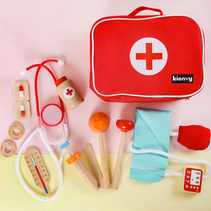 Nuova vendita calda di simulazione medico infermiere medico finte medico in legno <span class=keywords><strong>giocattolo</strong></span> gioco Set accessorio medico <span class=keywords><strong>borsa</strong></span> per bambini - Product Image 3