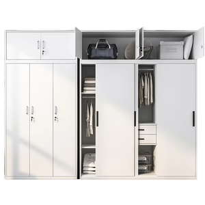 Tủ quần áo bằng thép trắng kép với các tính năng dễ lắp ráp tủ quần áo công suất lớn với các tùy chọn treo và ngăn kéo - Product Image 2