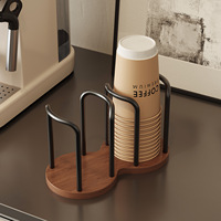 Distributeur de gobelets en bois de noyer mural sans perçage, support de rangement pour gobelets à café et à thé jetables, organisateur de comptoir et de bureau