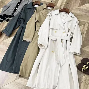 High Quality Women's Clothing Apparel Stock Clearance Ladies Windbreaker Jackets Wholesale Fall Winter Long Trench Coat Women