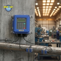 Ultrasone flowmeter Klembevestigbare transit-tijd ±1,0% nauwkeurigheid 4-20mA RS485 Modbus voor HVAC gekoeld water BTU-energiemeting