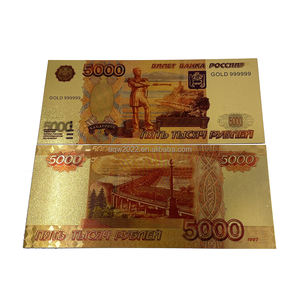 高品质俄罗斯500 5000塑料货币24k金箔电镀钞票现货 - Product Image 1