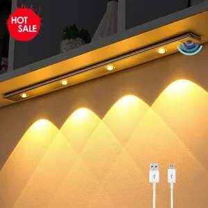 Ultra Thin Dimming Magnetic Usb Rechargeable Wireless Induction Led Under Cabinet Lights With Motion Sensor For Kitchen Home