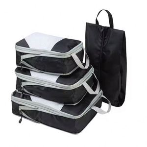 Latest 4 Pcs Set Pouch Bags Luggage <b>Space</b> <b>Saving</b> Compression Packing Cubes for Travel Duffel <b>Shoes</b> Organizer - Product Image 5