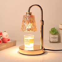 Lampe chauffe-bougie électrique avec minuterie et variateur d'intensité, en verre/bois, prise US, pour la décoration de la maison (doré)