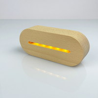 Lampe d'ambiance portable sans fil à LED 3D, alimentée par batterie, avec base carrée en bois, lumière blanche chaude moderne pour la maison et la chambre