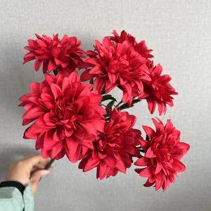 Bouquet de fausses dahlias à prix avantageux, 7 têtes de dahlias artificielles <span class=keywords><strong>pour</strong></span> mariage - Product Image 3