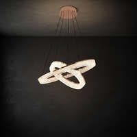 Lustre LED en cristal doré rose moderne et minimaliste, pour salon, salle à manger, chambre à coucher, luminaire suspendu pour villa