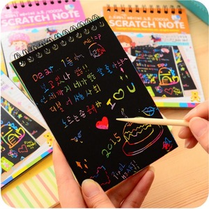 Livre d'art à gratter coloré, papier à dessin en spirale pour enfants, dessin animé créatif, activité DIY, cadeau pour 3-6 ans, unisexe - Product Image 1