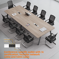 Mesa de Conferencia Moderna de Acero HYZ-217X con Combinación de Sillas para 12 Personas, Escritorio Multiusos para Oficina
