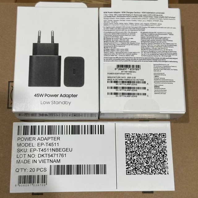 New PD 45W EU Plug Charger for Samsung Original Quality Europe Charger EP-T4511 PD Function Type C Power Adapter