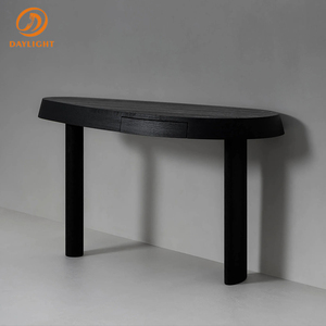 Contemporary Black Wooden Sculpted <strong>Mirrored</strong> <strong>Console</strong>/End Table for Villa Living Room Hotel Bedroom Rustic Decoration - Product Image 2