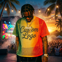 T-shirt en maille pour homme Miami Caribbean Music Fest, couleur dégradée personnalisée, respirant, haut de fête, vente en gros, fournisseur OEM ODM, impression personnalisée