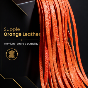 Flogger en cuir orange vif, stock USA, livraison en 3-7 jours, fouet premium à neuf queues avec clous en laiton pour l'entraînement - Product Image 3