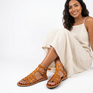 Sandalias Gladiador de Cuero Genuino para Mujer, con Hebilla, Punta Abierta, Planas, Antideslizantes, con Tiras Tejidas, para Primavera, Verano y Otoño - Product Image 4