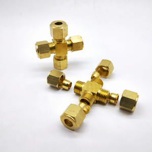 Connecteur en cuivre à quatre voies, manchon de compression 6 8 9.52 10mm pour humidificateur, eau, huile, vapeur, raccord de tuyau durable - Product Image 1