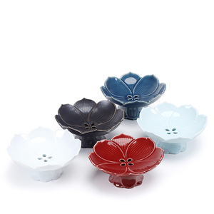 Ceramic High-Legged Lotus Fruit Plate Flower Shape Porcelain Dried Fruit Dish Chinese Style Tea <b>Snack</b> <b>Tray</b> Home Living Room Use - Product Image 5