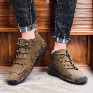 Stivali da <span class=keywords><strong>uomo</strong></span> di grandi dimensioni fatti a mano vera pelle <span class=keywords><strong>scarpe</strong></span> invernali <span class=keywords><strong>con</strong></span> calore in pelliccia stivaletti Casual impermeabili per l'autunno - Product Image 3