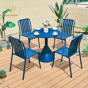 Juego de <span class=keywords><strong>muebles</strong></span> de exterior ligeros, sillas de salón para <span class=keywords><strong>terraza</strong></span>, sillas de comedor con listones de aluminio, precio barato - Product Image 5