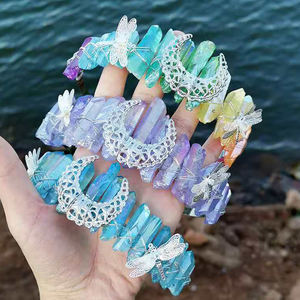 天然宝石電気メッキカラフルなオーラムーンウィッチクリスタルクラウンヘッドバンドティアラヘアジュエリーアクセサリー用 - Product Image 2