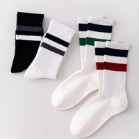 Chaussettes unisexe mi-mollet en coton à rayures, style décontracté et sportif, grande taille, rétro, mignonnes, pour étudiants, athlétiques, cyclisme, extérieur, streetwear, ODM
