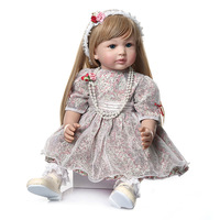 Poupée princesse reborn de 60 cm de haute qualité, poupée fille avec des cheveux blonds ultra longs, poupée haute simulation pour les cadeaux des enfants