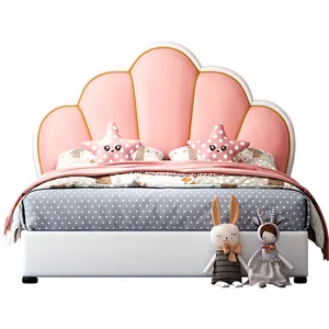 Tasarım Modern özel ev çocuklar yatak odası çerçevesi tavşan yatak sevimli prenses yatak pembe kız yatak yatak odası için