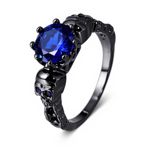 Anillo de Calavera Gótico Moderno y Creativo con Circonita Púrpura, Latón con Baño de Plata Negra, Certificado, Joyería Punk de Moda para Mujer, Venta al por Mayor, Unisex - Product Image 4